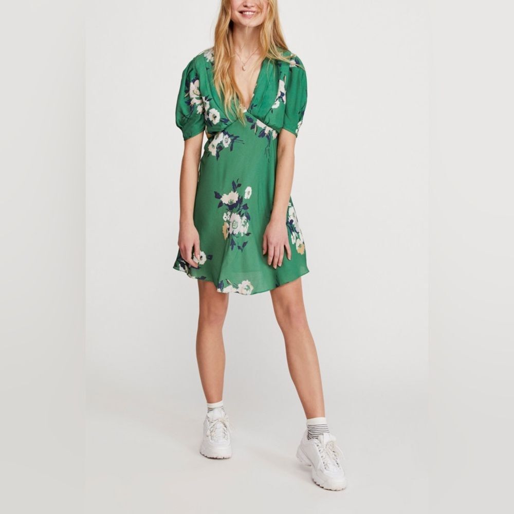 Free People Neon Garden Mini Dress in Green size 6